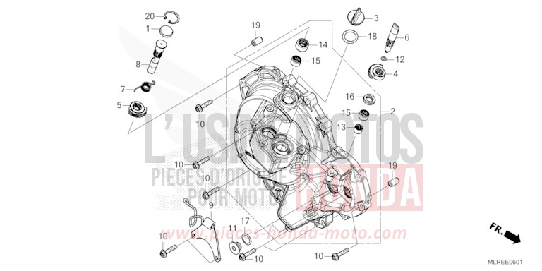 PANNEAU CARTER-MOTEUR D. (E-CLUTCH) de Hornet 500 PEARL HORIZON WHITE (NHB61) 2026